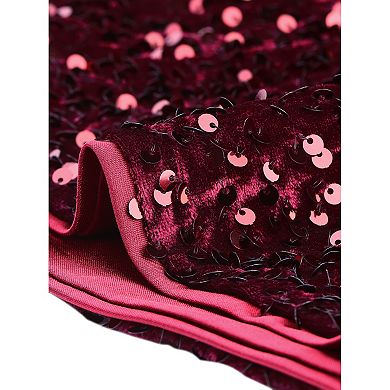 Women's Velvet Spaghetti Strap Glitter Sequin Crop Cami Top