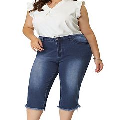 Agnes Orinda Women's Plus Size Jeans Zipper Back Yoke Stretch Roll