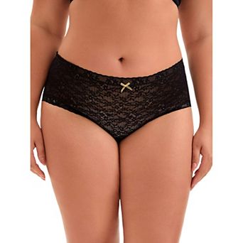 Women's Lace Trim High Rise Solid Brief Stretchy Rib Underwear 1 Pack