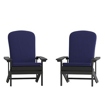 Merrick Lane Riviera Set of 2 Weather Resistant Classic Adirondack Chairs with Cushions