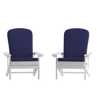 Merrick Lane Riviera Set of 2 Weather Resistant Classic Adirondack Chairs with Cushions