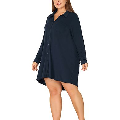 Women's Plus Size Nightshirt Comfort Long Sleeve Sleepwear Pajamas