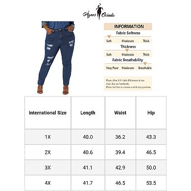 Women's Plus Size High Rise Skinny Ripped Distressed Legging Jeans