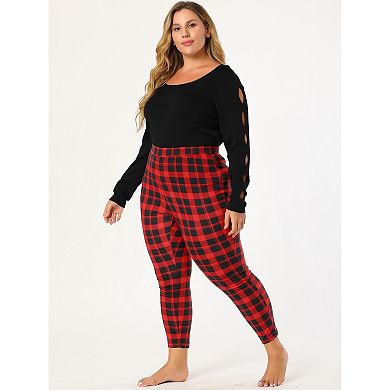 Women's Plus Size Slim Stretch Plaid Christmas Pajamas Sleeppant