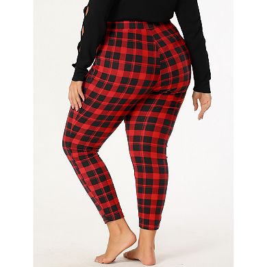Women's Plus Size Slim Stretch Plaid Christmas Pajamas Sleeppant