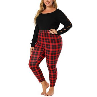 Women's Plus Size Slim Stretch Plaid Christmas Pajamas Sleeppant