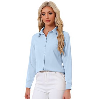 Women's Color Block Button Down Long Sleeve Work Shirt