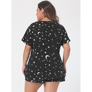 Women's Plus Size Short Sleeve Polka Dots Nightwear Pajamas Set