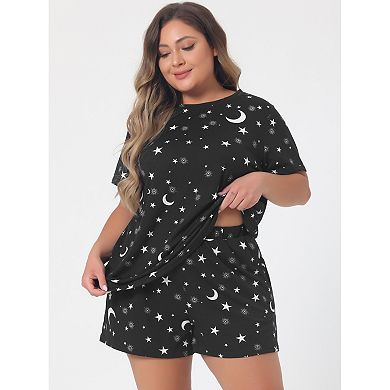 Women's Plus Size Short Sleeve Polka Dots Nightwear Pajamas Set