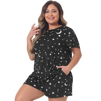 Women's Plus Size Short Sleeve Polka Dots Nightwear Pajamas Set