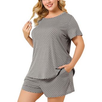 Women's Plus Size Short Sleeve Polka Dots Nightwear Pajamas Set