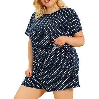 Women's Plus Size Short Sleeve Polka Dots Nightwear Pajamas Set