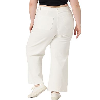 Women's Plus Size Wide Leg Stretch Washed Palazzo Pants Jeans