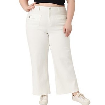 Women's Plus Size Wide Leg Stretch Washed Palazzo Pants Jeans