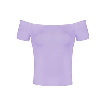 Women's Short Sleeves Off the Shoulder Hipbone Length Solid Blouse