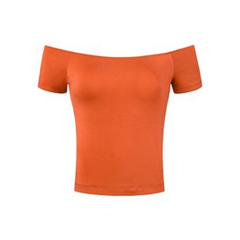 Women's Short Sleeves Off the Shoulder Hipbone Length Solid Blouse