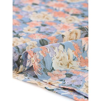 Women's Summer Floral Blouse Bow Tie Decor Casual Tank Tops