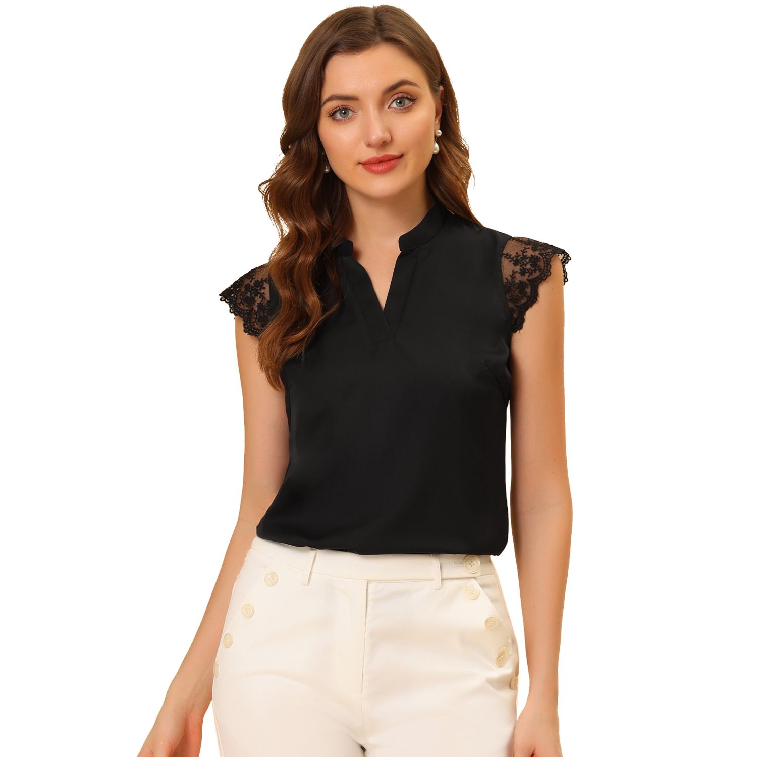 Women's Work Office V Neck Sleeveless Basic Blouse Top