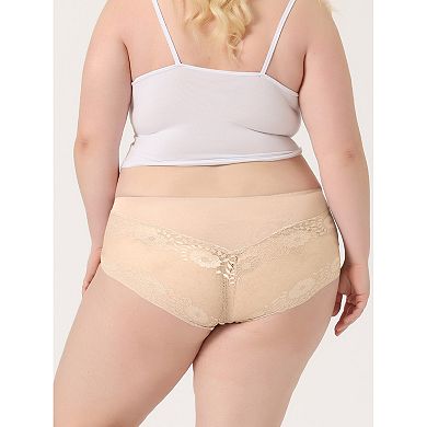 Women's Underwear Floral Lace Mid-waist Panty Briefs 4 Packs