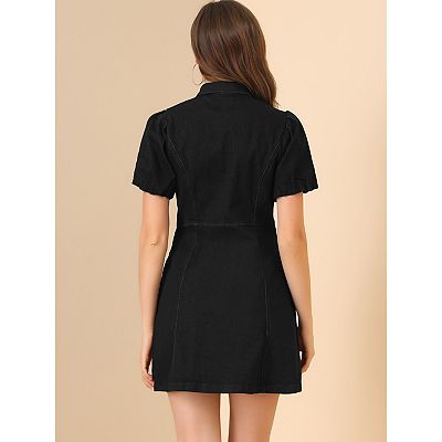 denim dress kohls Women's Denim Dress Square Neck Button Down Sleeveless Flared Jean Dresses