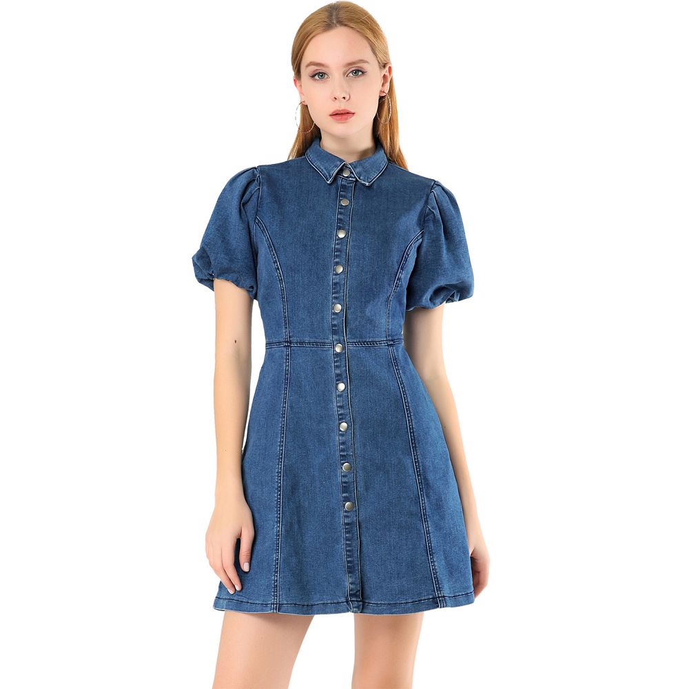 kohl's denim shirt dress Women's Plus Size Long Sleeves Button Denim Shirt Dress