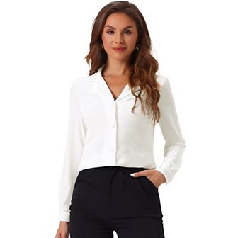 Women's Velvet V Neck Long Sleeve Button Down Shirt Blouse