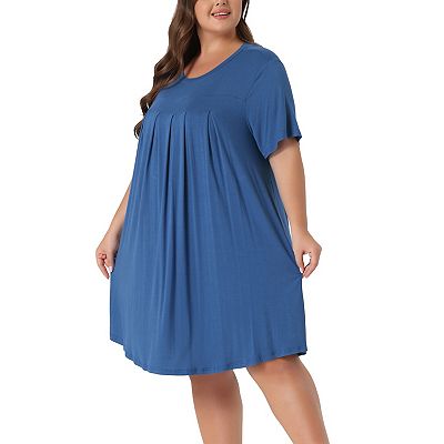 Women's Plus Size Nightgown Sleepwear Short Sleeve Sleep Dress Round Neck  Nightwear Loungewear