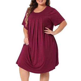 Women's Plus Size Nightgown Sleepwear Short Sleeve Sleep Dress Round Neck Nightwear Loungewear