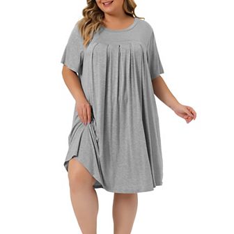 Women's Plus Size Nightgown Sleepwear Short Sleeve Sleep Dress Round Neck Nightwear Loungewear