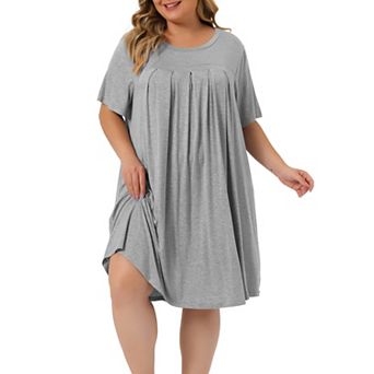 Women's Plus Size Nightgown Sleepwear Short Sleeve Sleep Dress Round Neck Nightwear Loungewear