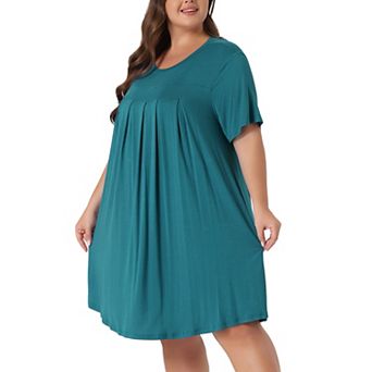 Women's Plus Size Nightgown Sleepwear Short Sleeve Sleep Dress Round Neck Nightwear Loungewear
