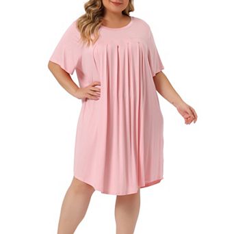 Women's Plus Size Nightgown Sleepwear Short Sleeve Sleep Dress Round Neck Nightwear Loungewear