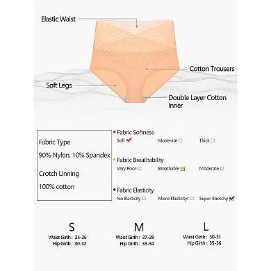 Women's Underwear Ladies Lace High Waisted Panties 3 Packs