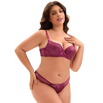 Women's Lingerie Sets Two Piece Lace Polka Dot Bra and Panty Set Bralette