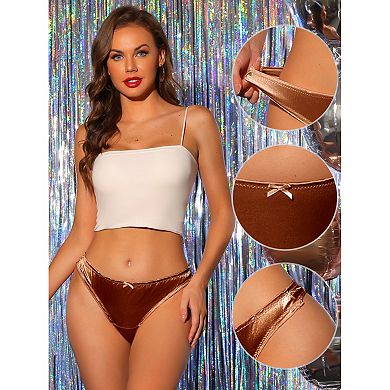 Women's Satin Soft Mid-rise Ruffle Hipster Thong Underwear 3 Packs