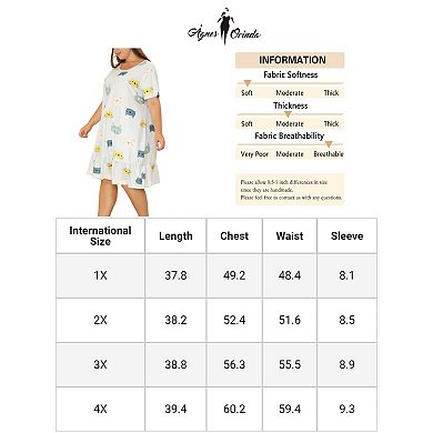 Women's Plus Size Nightdress Short Sleeve Soft Comfy Lovely Cat Sleepdress