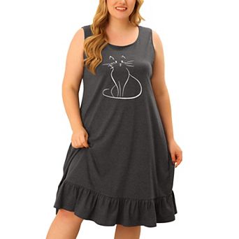 Women's Plus Size Sleepdress Sleeveless Soft Comfy Lovely Moggy Nightdress