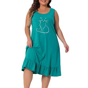 Women's Plus Size Sleepdress Sleeveless Soft Comfy Lovely Moggy Nightdress