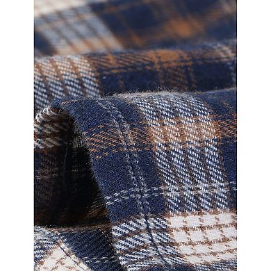 Women's Plaid Long Sleeves A-line Button Up Casual Shirt Dress