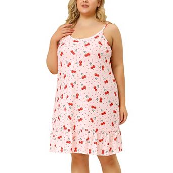 Women's Plus Size Sleeveless Pajama Fruit Print Cute Sleep Dress