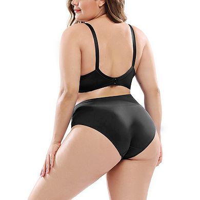 Women's Plus Size Underwire Lace Push-Up Adjustable Straps Bra and Panty Set