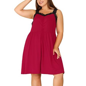 Women's Plus Size Lace Shoulder Straps Knee Length Sleepshirts