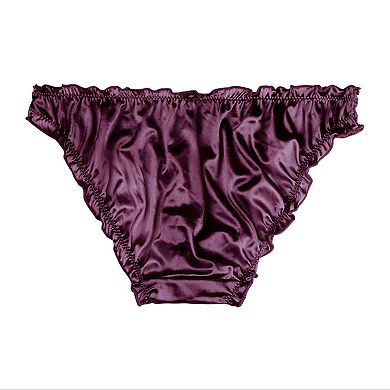 Women's Low Rise Soft Satin Sparkled Brief Stretchy Underwear 3 Packs