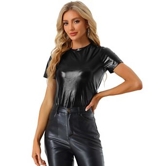 Women's Disco Outfit Party Club Sparkly Rainbow Metallic Top