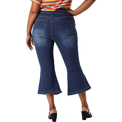 Women's Plus Size Jeans Skinny Legging Side Slit Button Denim Pants