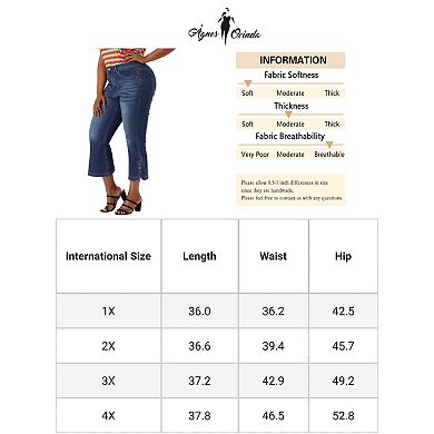Women's Plus Size Jeans Skinny Legging Side Slit Button Denim Pants