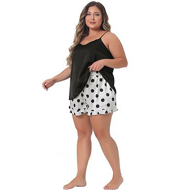 Women Plus Size Lingerie Sleepwear 2 Piece Cami Shorts Set Pj Sleepwear Pajama Sets