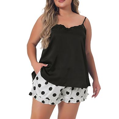 Women Plus Size Lingerie Sleepwear 2 Piece Cami Shorts Set Pj Sleepwear Pajama Sets