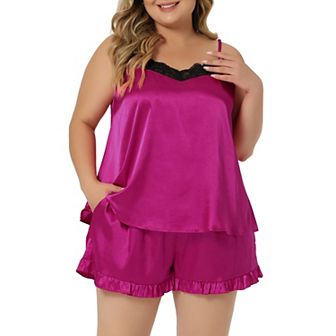 Women Plus Size Lingerie Sleepwear 2 pc Cami Shorts Set Pj Sleepwear Pajama Sets