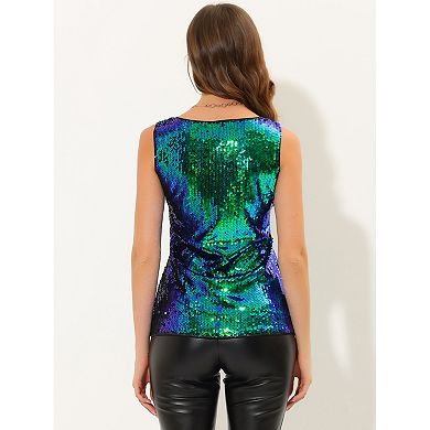 Women's Sequin Shining Party Round Neck Tank Top